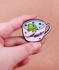 Alternative view of Lavender Frog Tea Enamel Pin