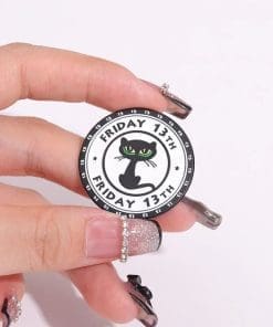 Alternative view of Black Kitten 'Friday 13th Cats' Enamel Pin