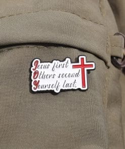 Alternative view of Joy 'Jesus First Others Second Yourself Last' Enamel Pin