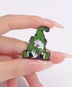 Alternative view of Green Gnomes 'Cannabis' Enamel Pin