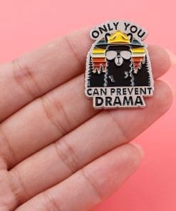Alternative view of Black Camping Alpaca 'Only You Can Prevent Drama' Enamel Pin