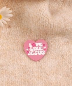 Alternative view of Pink Heart 'Love Like Jesus' Enamel Pin