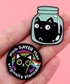 Alternative view of Black Kitten 'Much Gayer Than Originally Planned' Enamel Pin