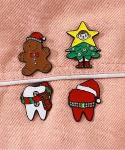 Alternative view of Christmas 'Cold Tooth Scarf' Enamel Pin