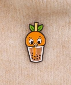 Alternative view of Orange Bird 'Boba Tea' Enamel Pin