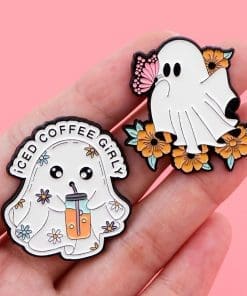 Alternative view of Halloween Ghost 'Iced Coffee Girly' Enamel Pin