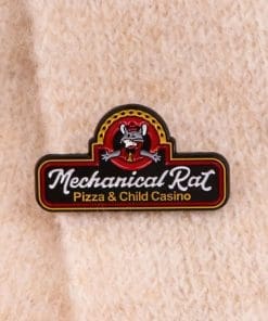 Alternative view of Mechanical Rat Pizza and Child Casino Enamel Pin