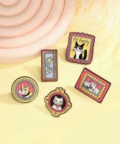 Alternative view of Pet Portrait Frame 'My Family Cat' Enamel Pin