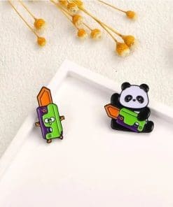 Alternative view of Panda Radish Knife Enamel Pin
