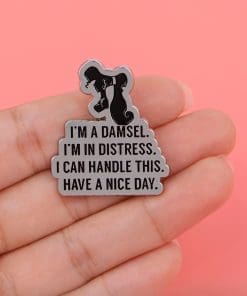 Alternative view of Hercules 'Meg | I'm A Damsel, I'm in Distress, I Can Handle This. Have A Nice Day' Enamel Pin