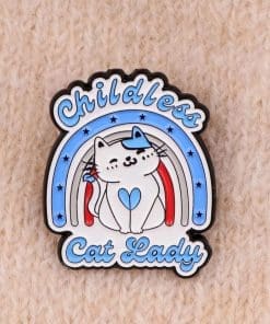 Alternative view of Childless Cat Lady Enamel Pin