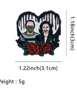 Alternative view of Horror Couple 'Hanibal and Clarice | Rose Heart' Enamel Pin