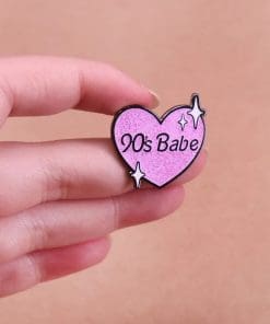 Alternative view of Pink Glitter Heart '90's Babe Enamel Pin