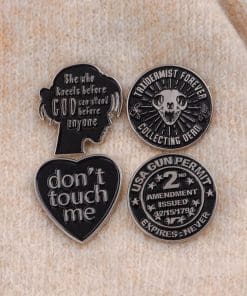 Alternative view of Romans 8:31 'He Who Kneels Before God Can Stand Anyone' Enamel Pin