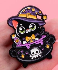 Alternative view of Black Witch Cat 'Dark Potion' Enamel Pin
