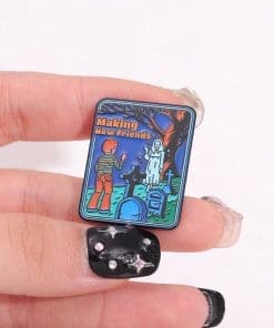 Alternative view of Cemetery 'Making New Friends' Enamel Pin