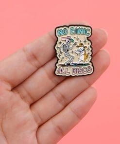 Alternative view of Skeleton & Cat 'No Panic All Disco' Enamel Pin