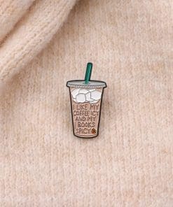 Alternative view of Ice Coffee 'I Like My Coffee Icy and My Books Spicy' Enamel Pin