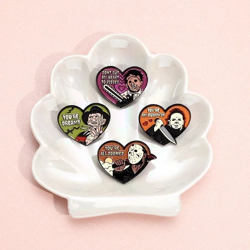 Horror Heart 'Don't Cut My Heart To Pieces Leatherface' Enamel Pin - Image 4