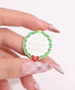 Alternative view of Christmas Wreath 'Jesus Is The Reason For The Season' Enamel Pin