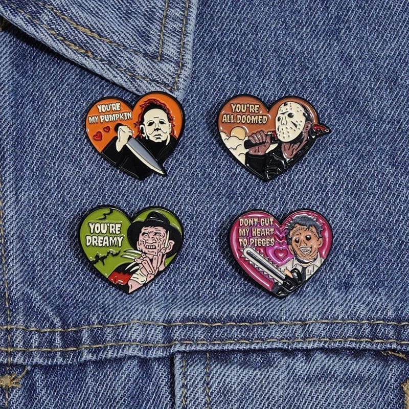 Horror Heart 'Don't Cut My Heart To Pieces Leatherface' Enamel Pin - Image 3