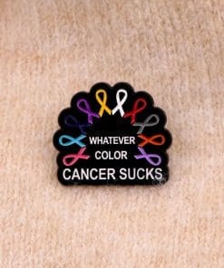 Alternative view of Cancer Awareness 'Whatever Color Cancer S*cks' Enamel Pin