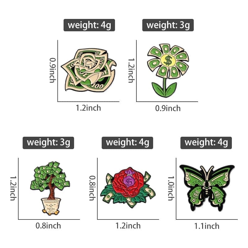 Money Flower 'Red Roses' Enamel Pin - Image 5