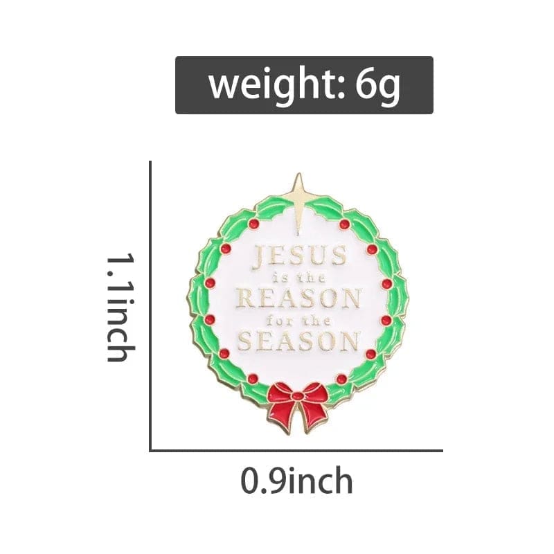 Christmas Wreath 'Jesus Is The Reason For The Season' Enamel Pin - Image 4