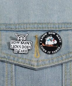 Alternative view of Funny Owl 'Set of 2 How Many Licks It Takes' Enamel Pin