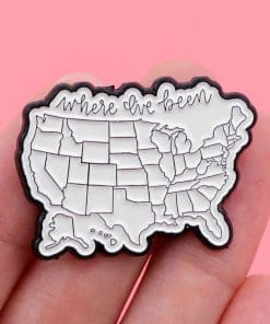 Alternative view of White Map of the U.S.A 'where I've Been' Enamel Pin