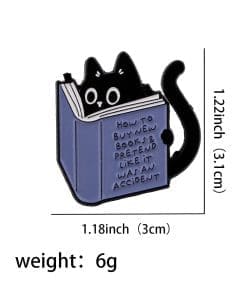 Cat Reader 'How To Buy New Books & Pretend Like It Was An Accident' Enamel Pin - Image 4