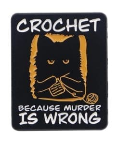Cute Black Cat 'Crochet | Because Murder is Wrong' Enamel Pin