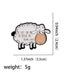 Sheep | Matthew18:21 'He Left the 99 To Rescue Me' Enamel Pin - Image 3