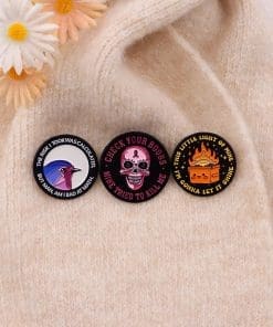 Alternative view of Breast Cancer Awareness 'Check Your Boobs Mine Tried To Kill Me' Enamel Pin