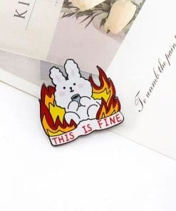 Burning Rabbit 'This is Fine' Enamel Pin - Image 3