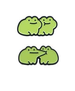 Alternative view of Couple Frog 'Love Kisss' Enamel Pin