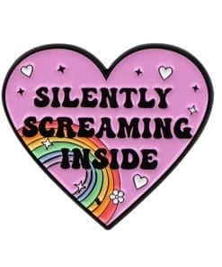 Pride Heart 'Silently Screaming Inside' Enamel Pin