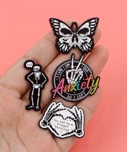 Alternative view of Butterfly Skull Head Enamel Pin