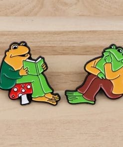 Alternative view of Frog 'Book Reader' Enamel Pin