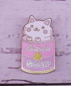 White Cat 'Catbells Soup' Enamel Pin