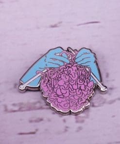 Crochet 'Hand knit Brain' Enamel Pin