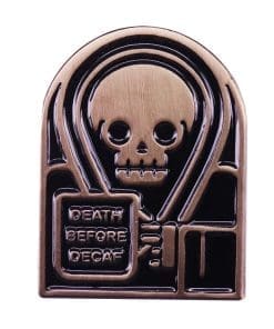 Sleepy Skull 'Death Before Decaf' Enamel Pin