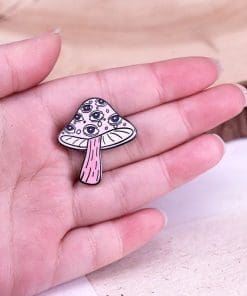 Alternative view of Purple Mushroom 'Trippy Drippy Eyeballs' Enamel Pin