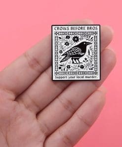 Alternative view of Humorous Crows 'Support Your Local Murder' Enamel Pin