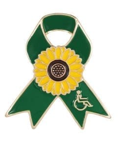 Green Ribbon 'Sunflower | PWD' Enamel Pin