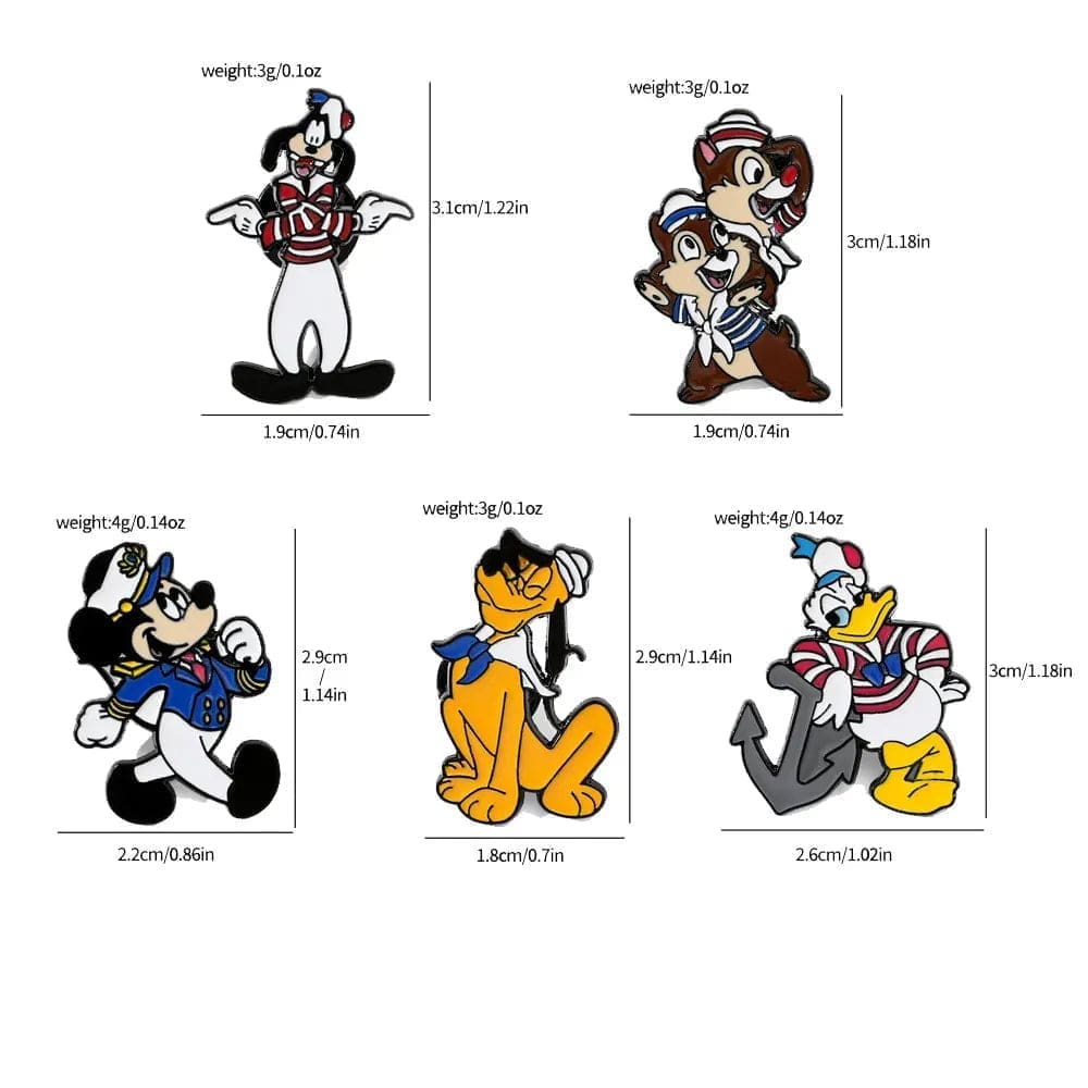 Mickey Mouse and Friends 'Set of 5 Marine Crew' Enamel Pin - Image 4
