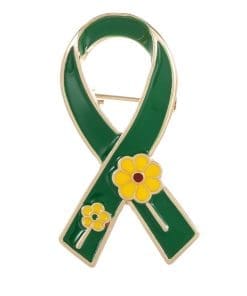Green Ribbon 'Flower Pattern' Enamel Pin