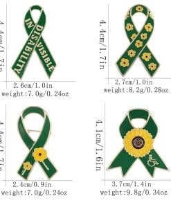 Green Ribbon 'Flower Pattern' Enamel Pin - Image 4