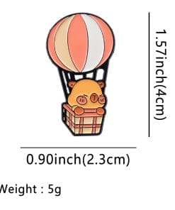 Alternative view of Capybara 'Hot Air Balloon' Enamel Pin