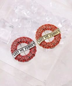 Alternative view of Red Flowers 'Lest We Forget' Enamel Pin